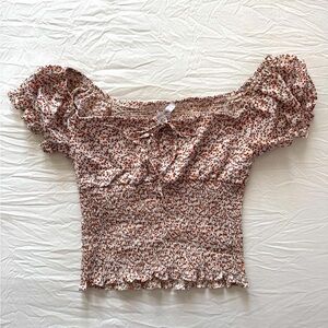Floral Smocked Off-Shoulder Top